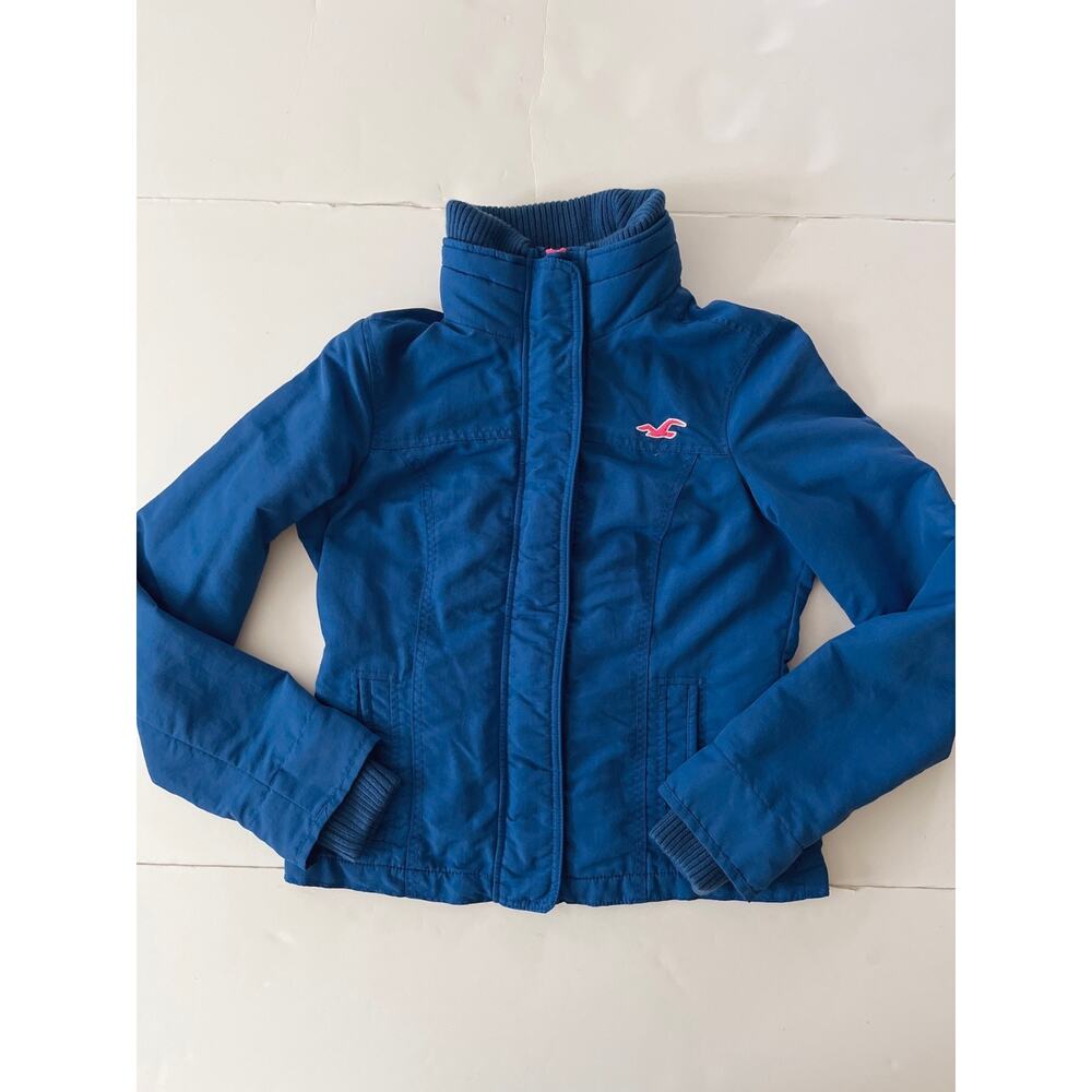 Hollister California Snow Jacket Women M Blue High Neck Y2K Ski No Hood